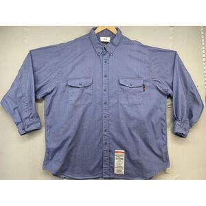 Walls Flame Resistant FR WorkWear Mens Button Down Shirt 4XL (58-60) Blue Cotton
